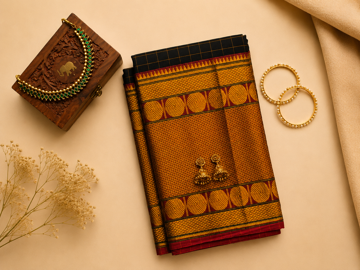 Narayanpeth Rudraksha Big Boarder Saree