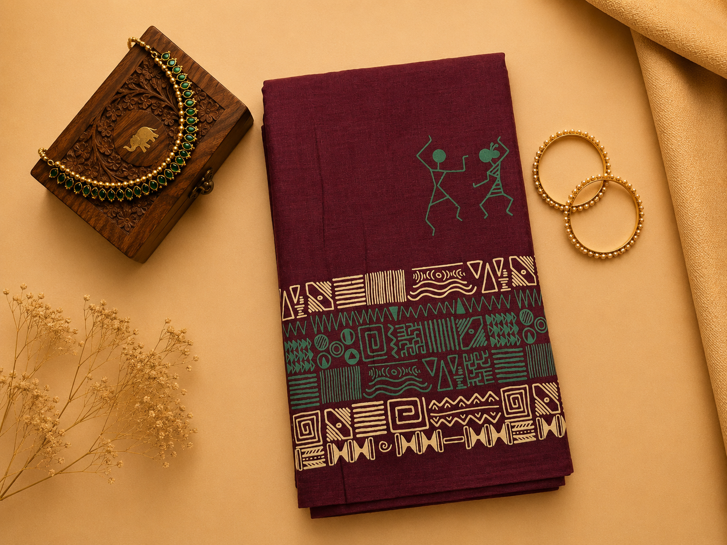 Mulcotton Warli Print Saree
