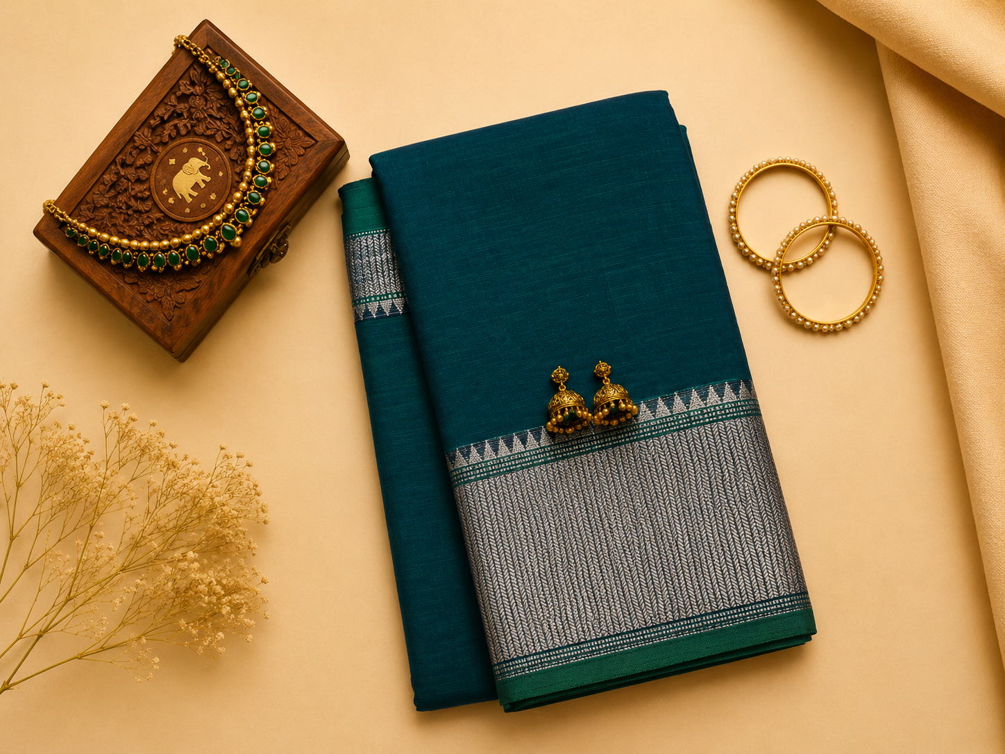 Narayanpeth Silver Border Saree