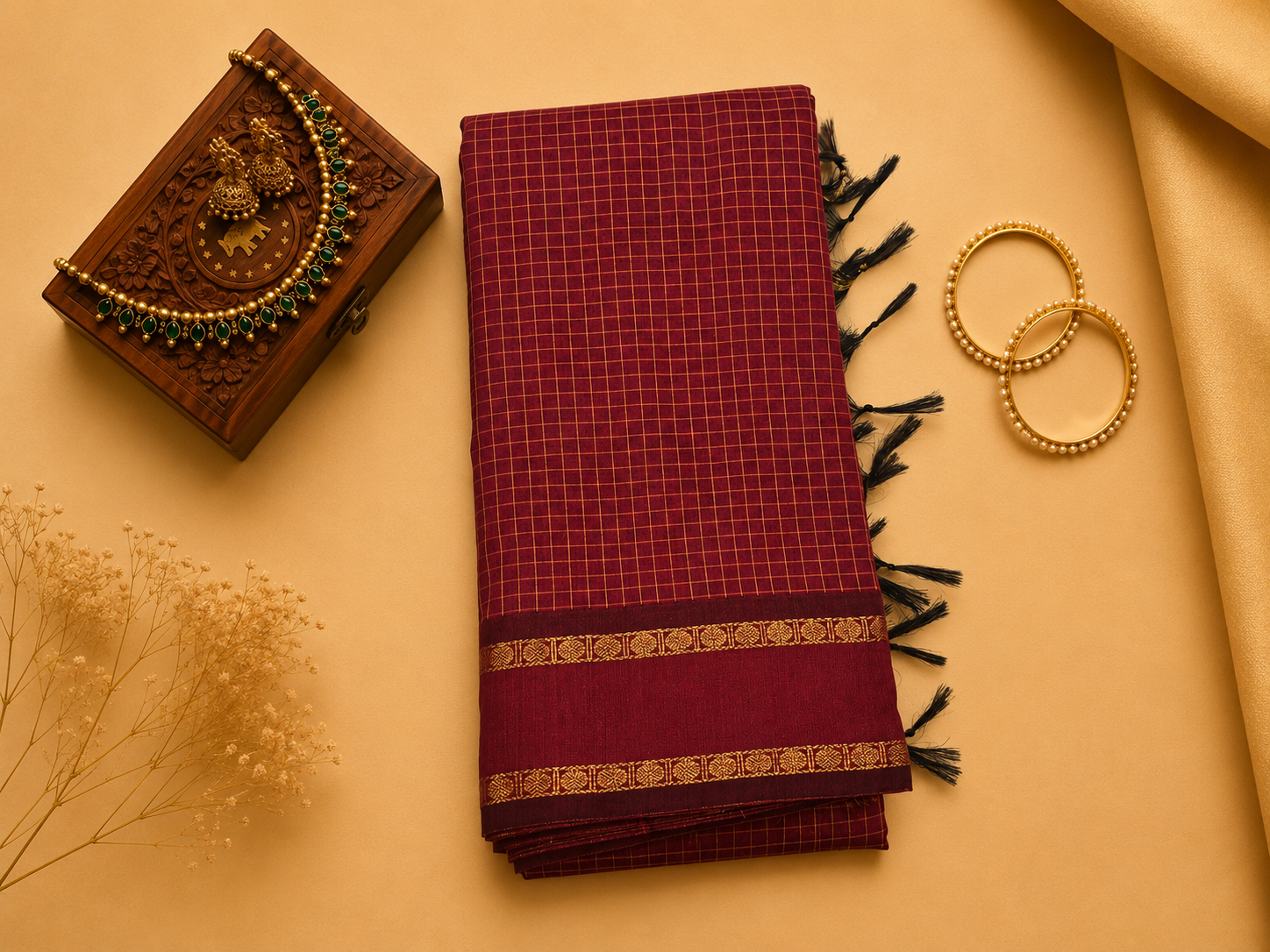 Kalyani Cotton Check Saree