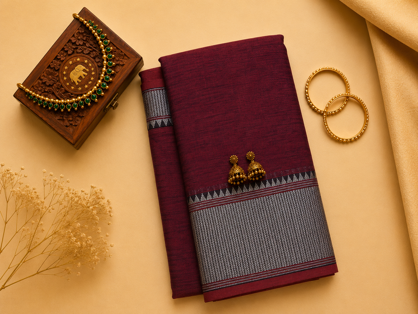 Narayanpeth Silver Border Saree