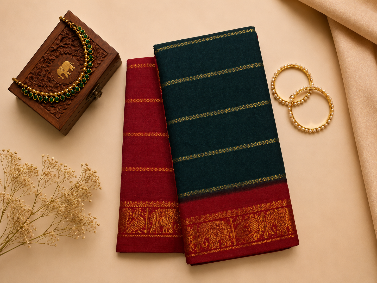 Madurai Sungudi Veldhari Design Saree