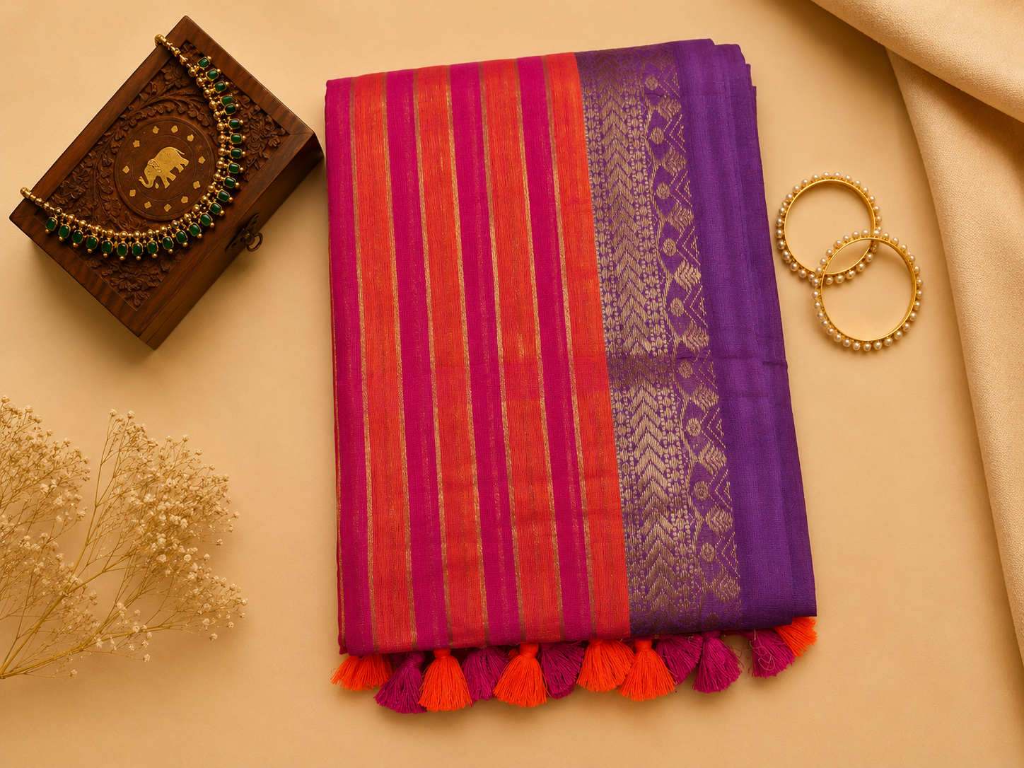 Mulcotton Banarasi Border(120 count)