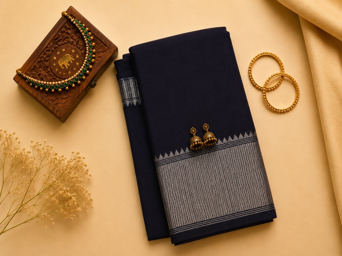 Narayanpeth Silver Border Saree