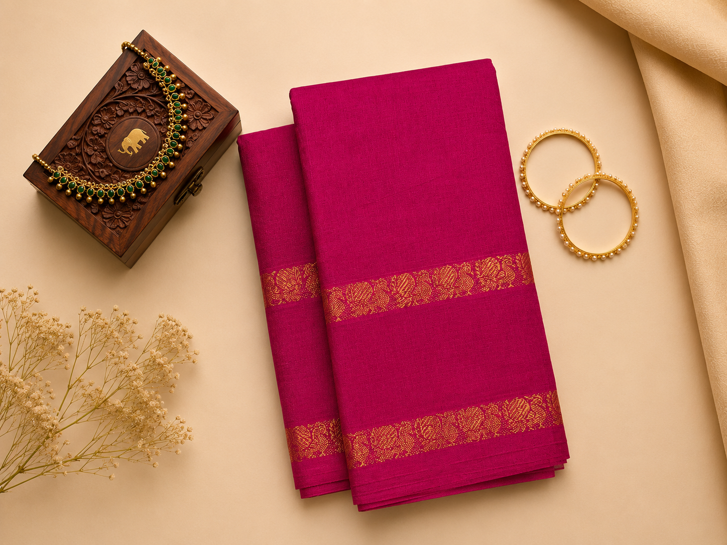 Madurai Sungudi Cotton Saree (Retta Petta Border)