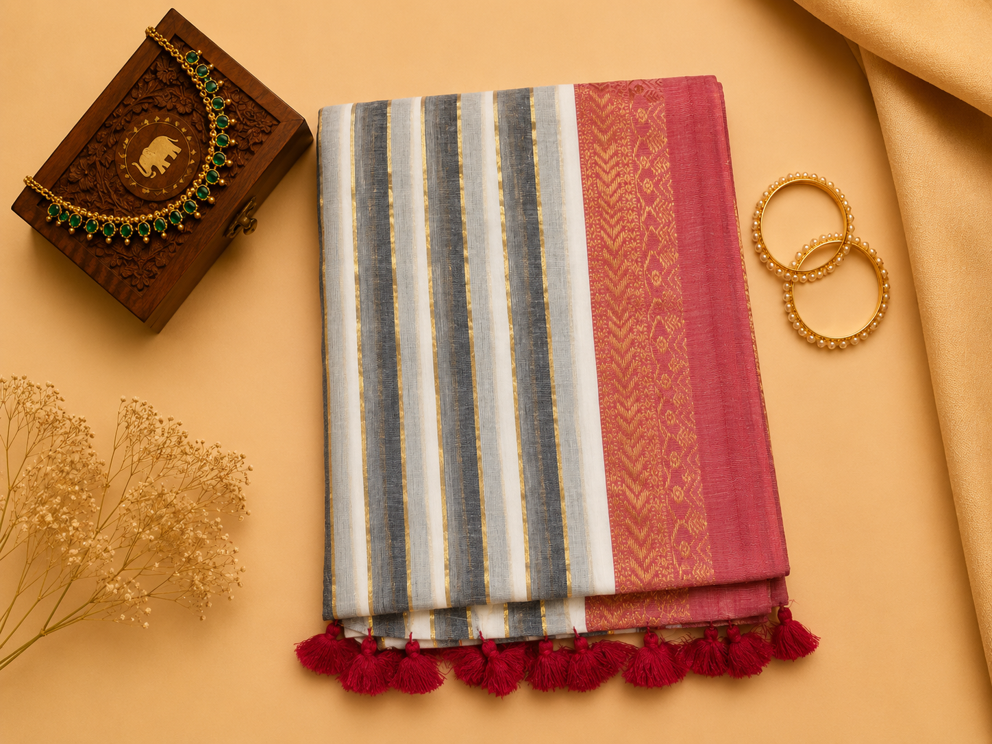 Mulcotton Banarasi Border (120 count)
