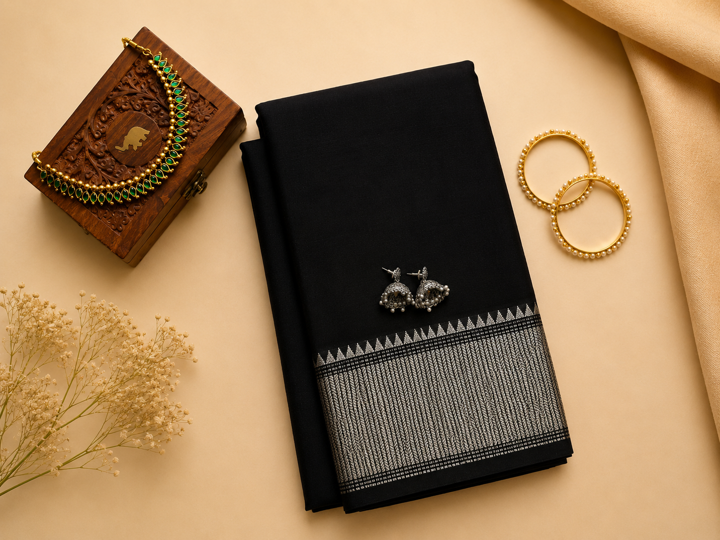 Narayanpethu Silver Border Saree