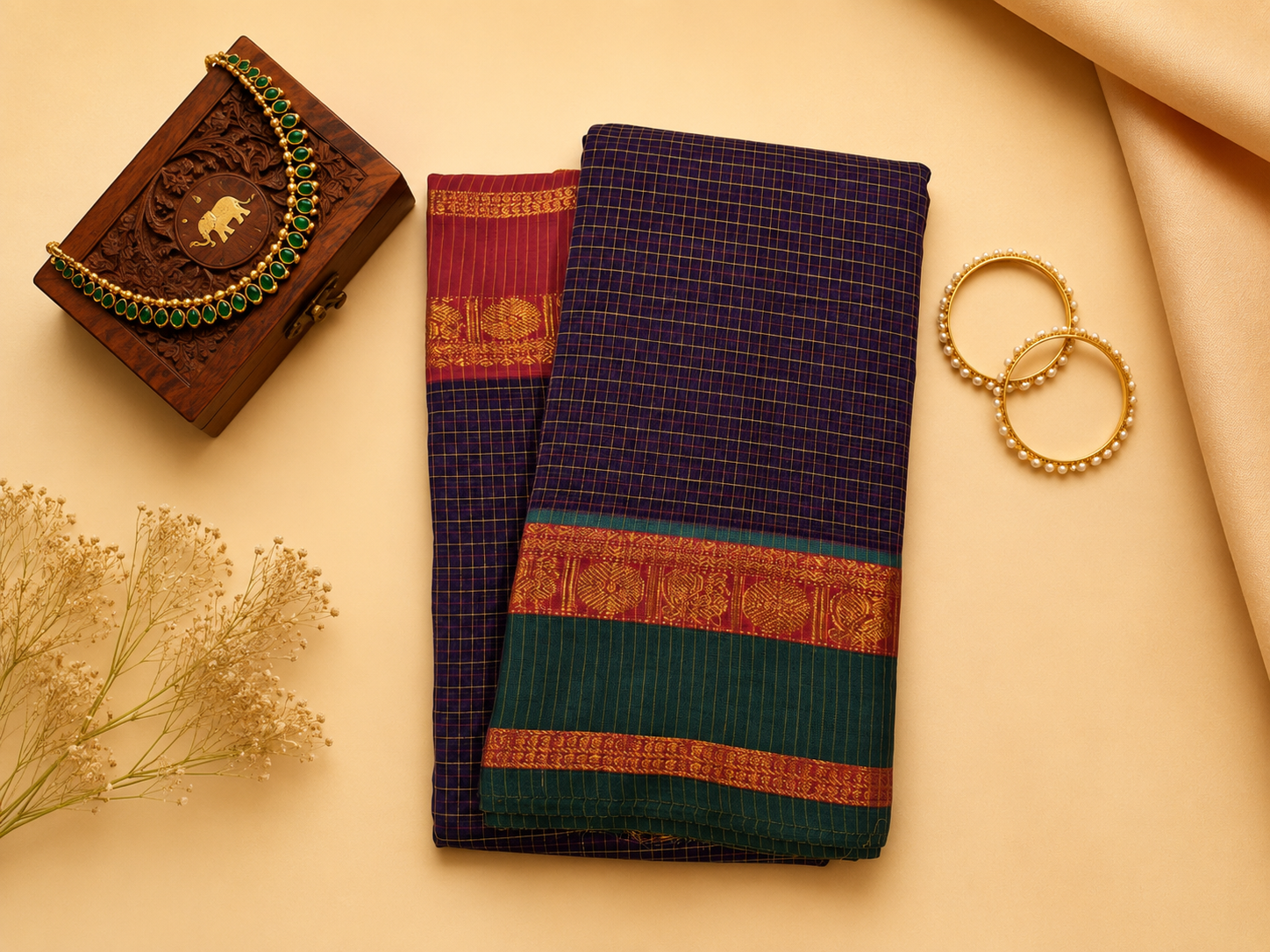 Narayanpeth Ganga Jamuna Check Saree