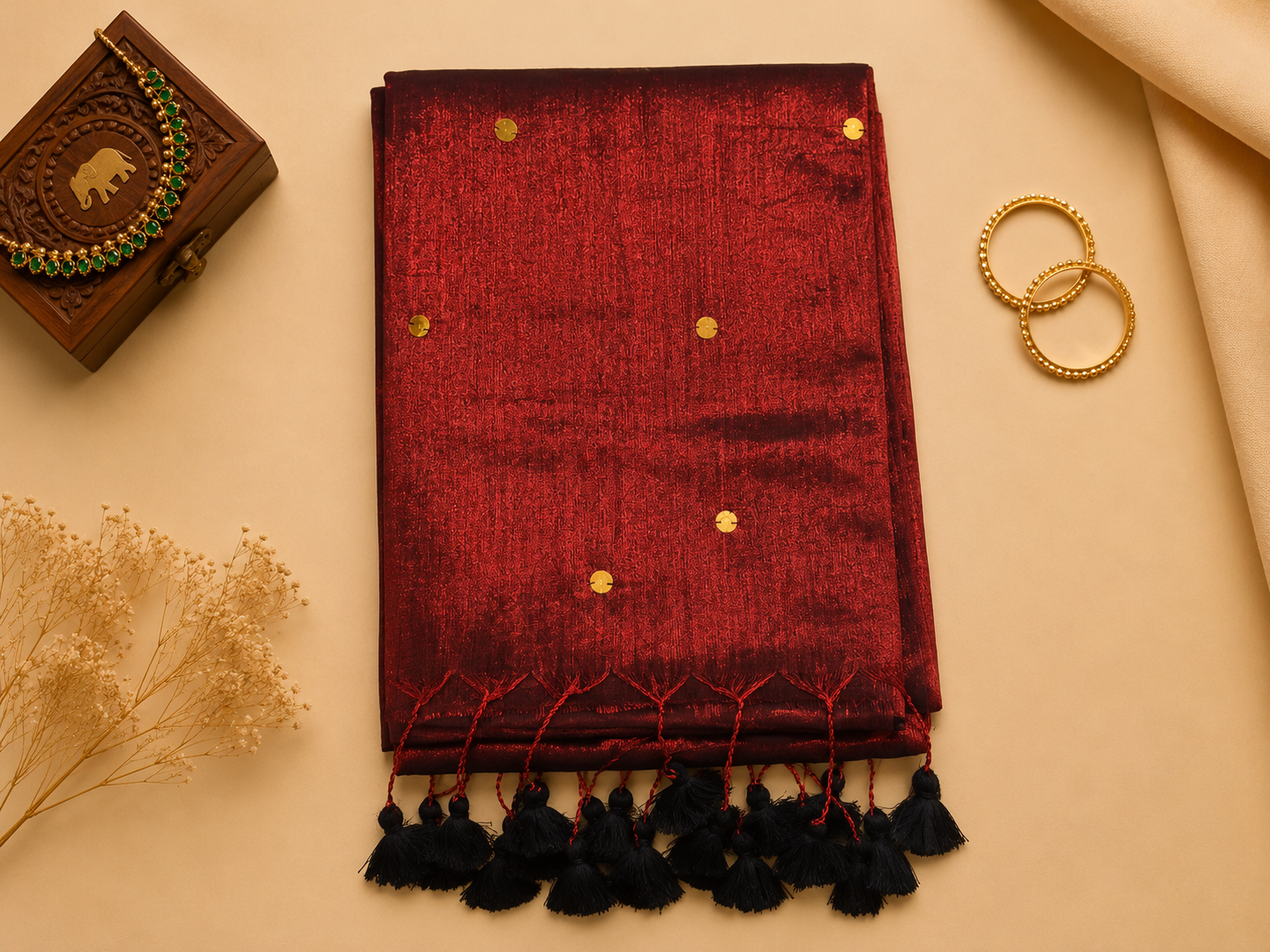 Khadhi Tissue Saree (Red)