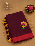 Sunflower Embroidery khadhi saree