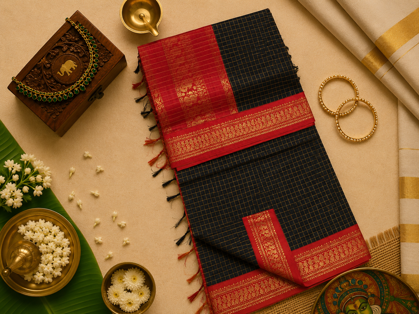 Kalyani Cotton Check Saree