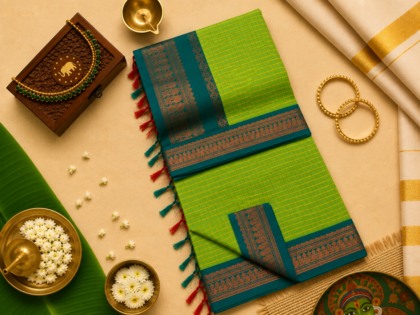 Kalyani Cotton Check Saree