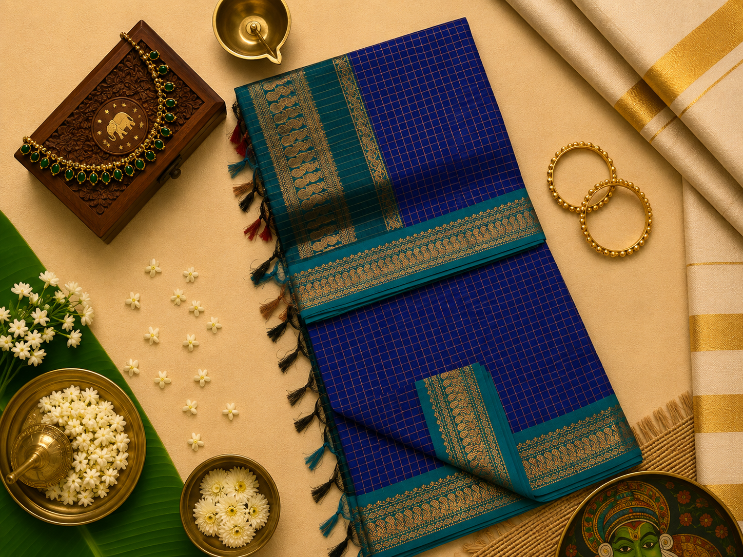Kalyani Cotton Check Saree