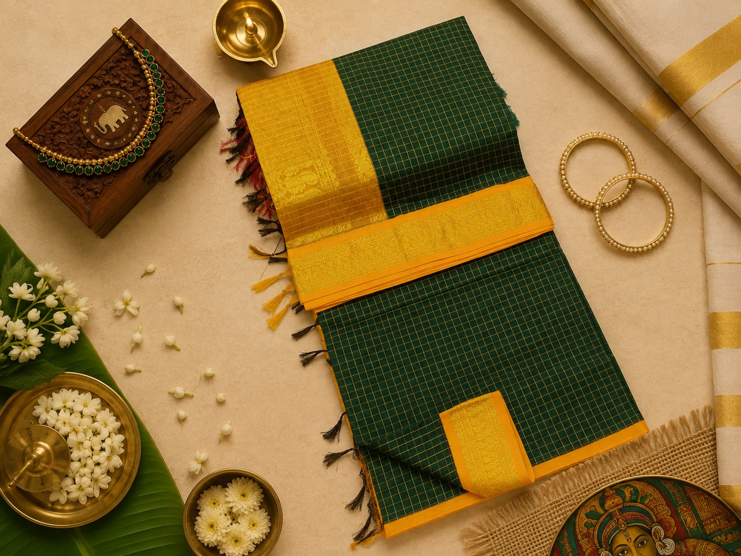 Kalyani Cotton Check Saree