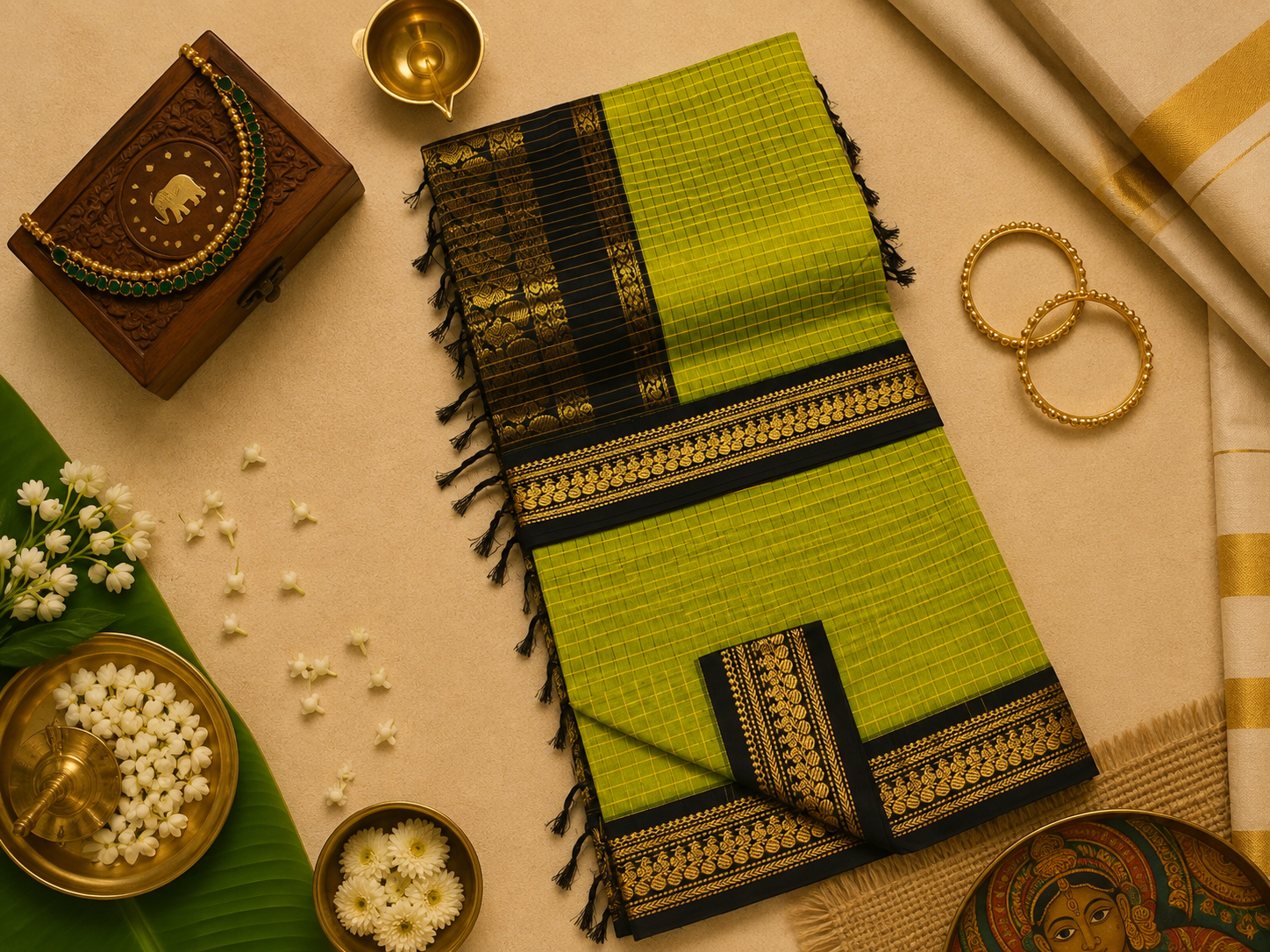 Kalyani Cotton Check Saree