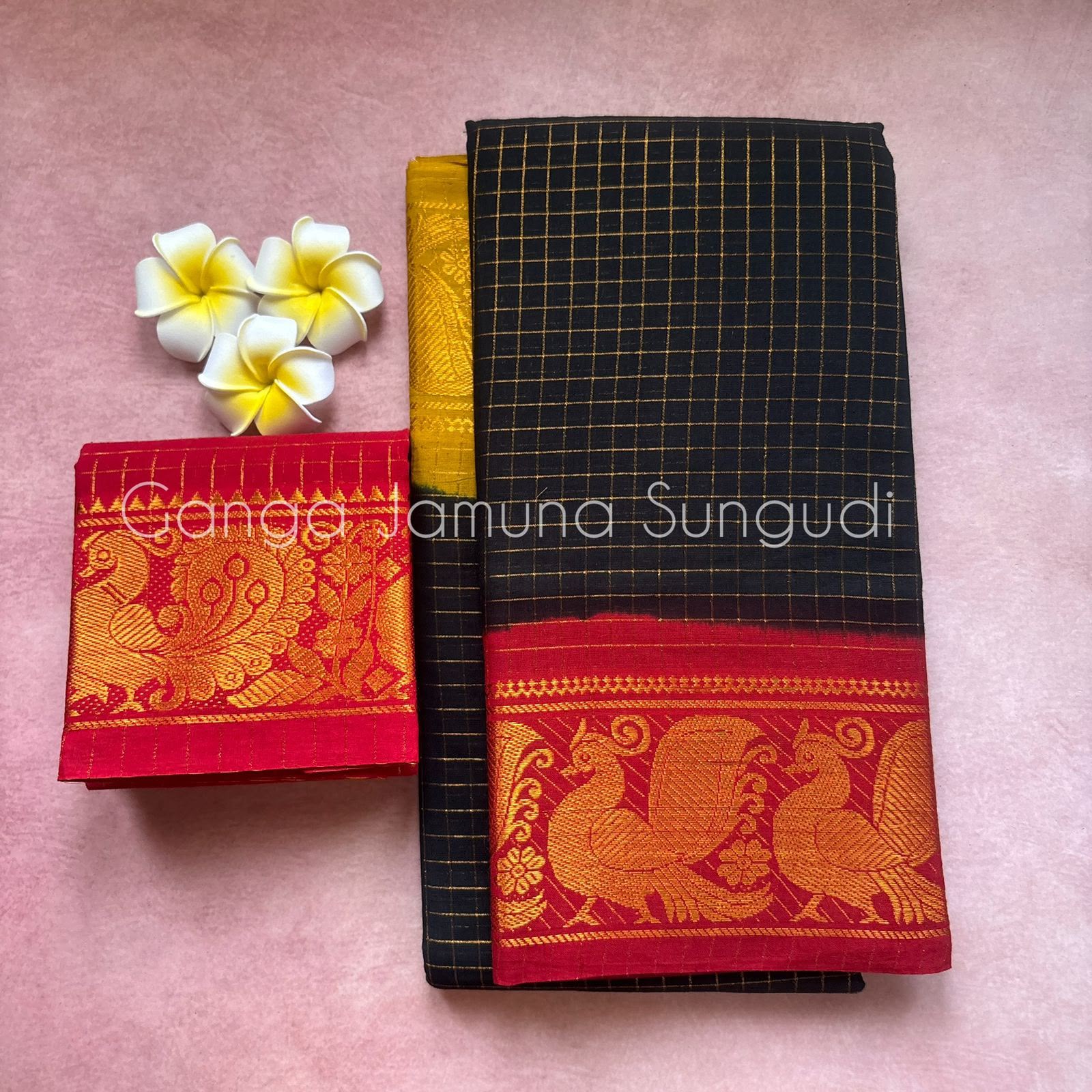 Ganga Jamuna Sungudi Check Saree